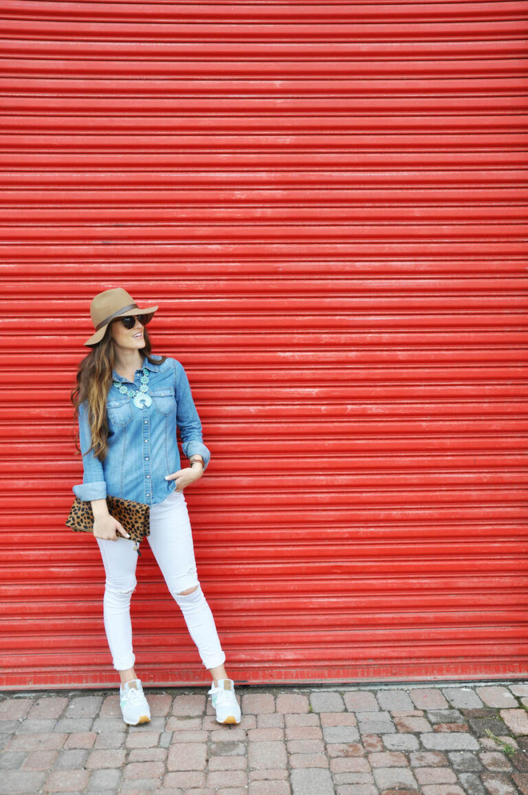 denim turquoise white jeans