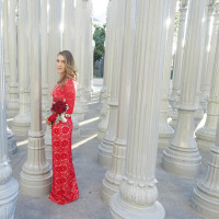 red lace dress styled by kasey