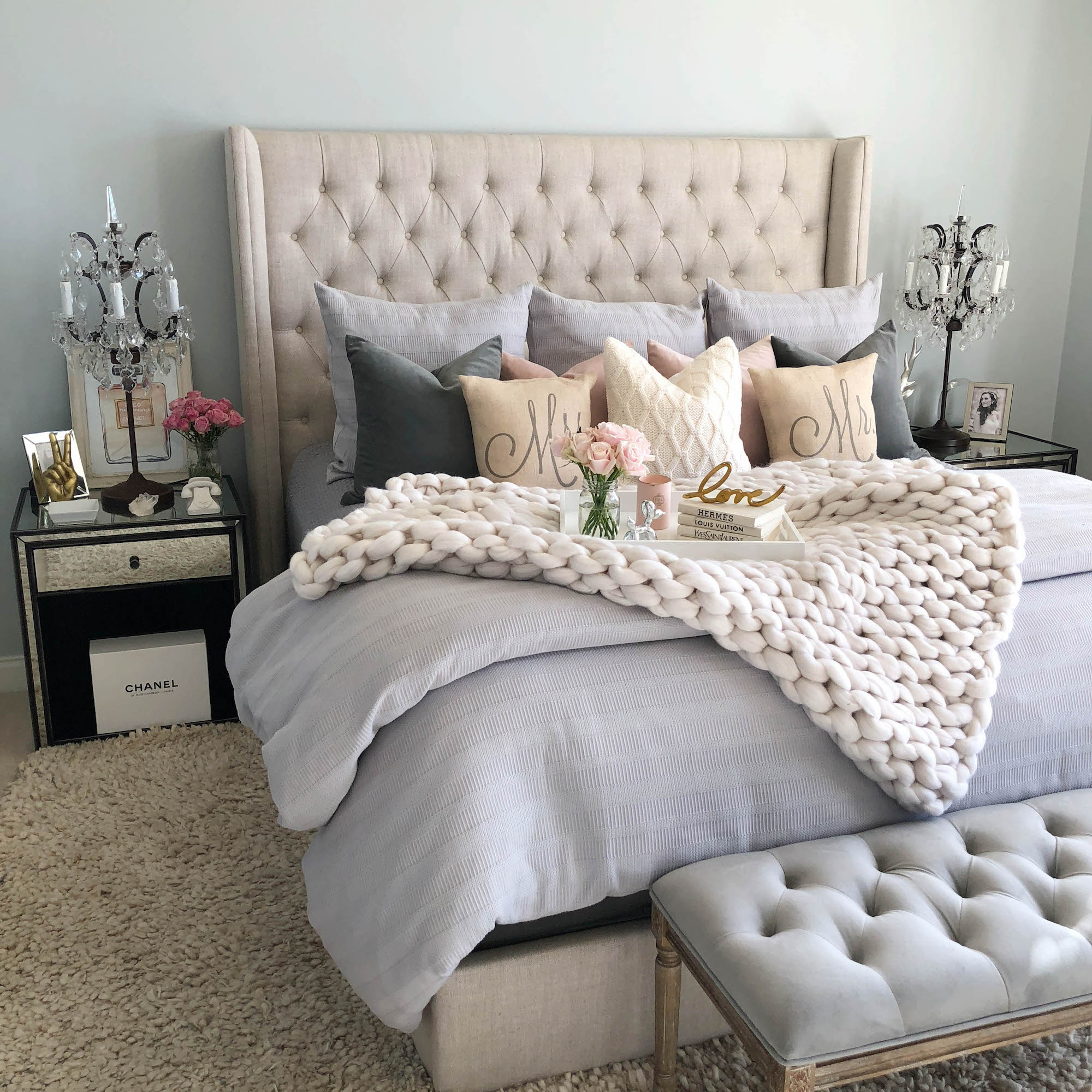 Shabby-Chic Gray & Neutral Bedroom - SBK Living