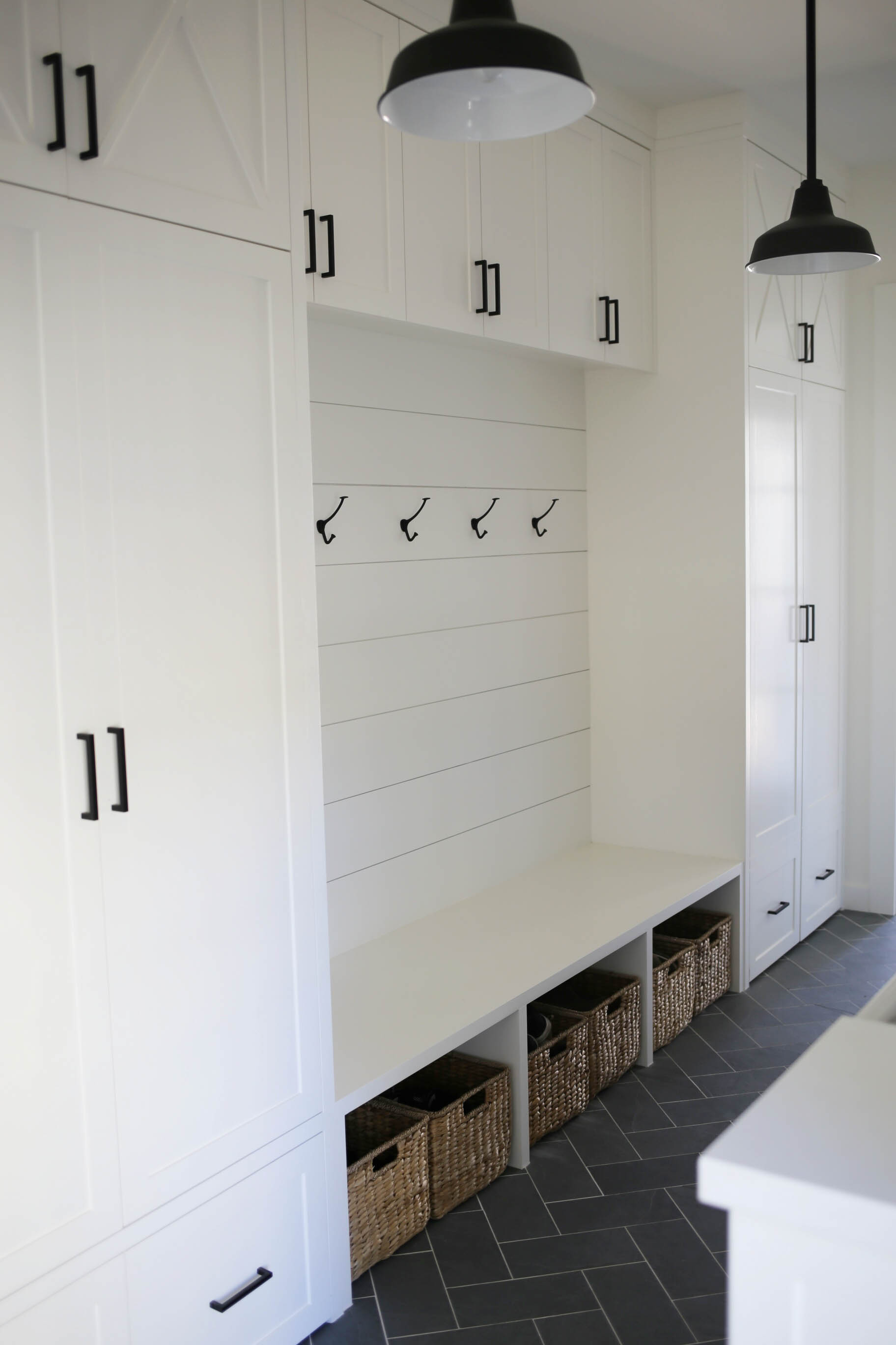 White Farmhouse  Mudroom  Styled By Kasey