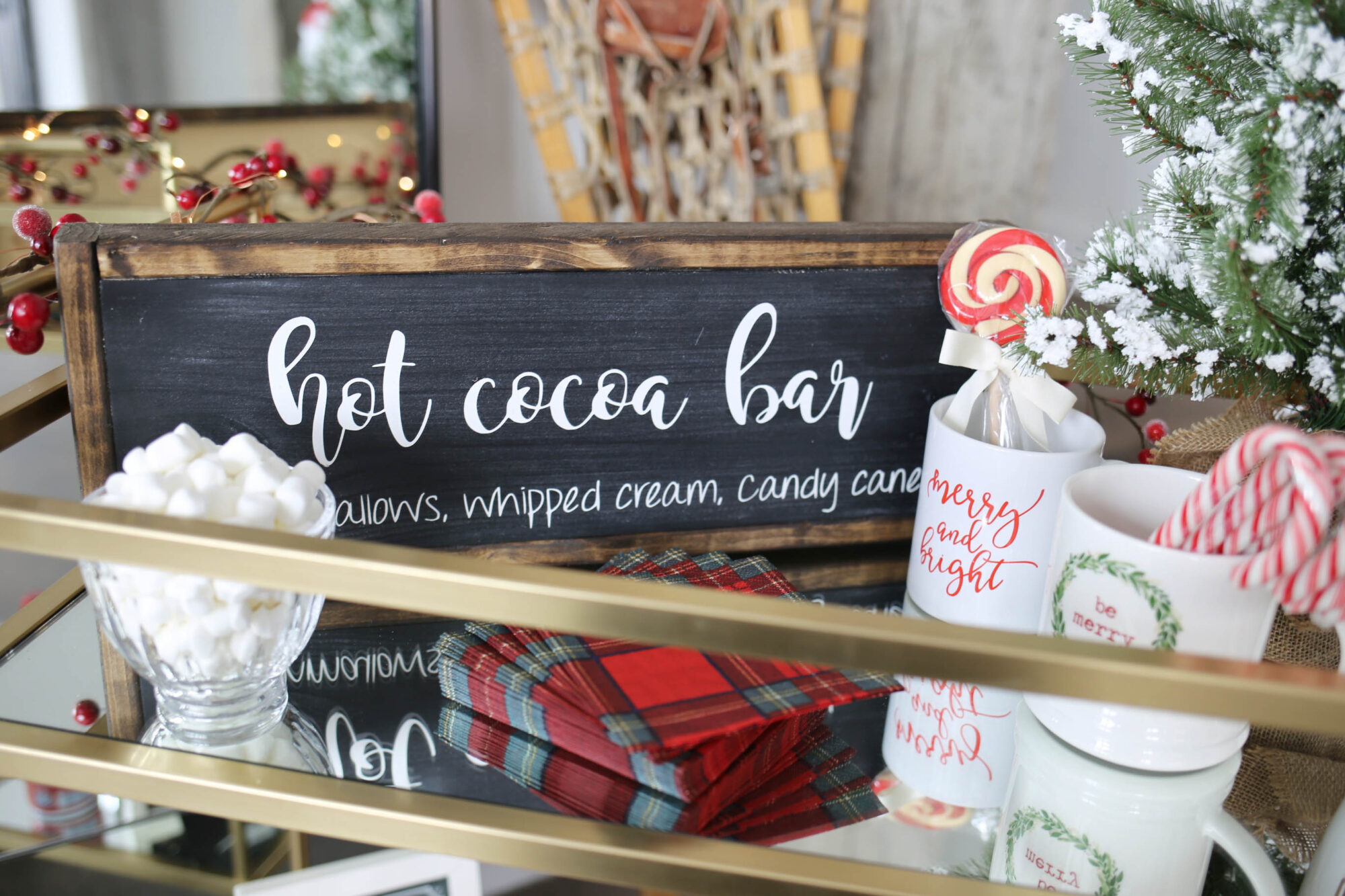 Gold Holiday Hot Cocoa Bar Styling