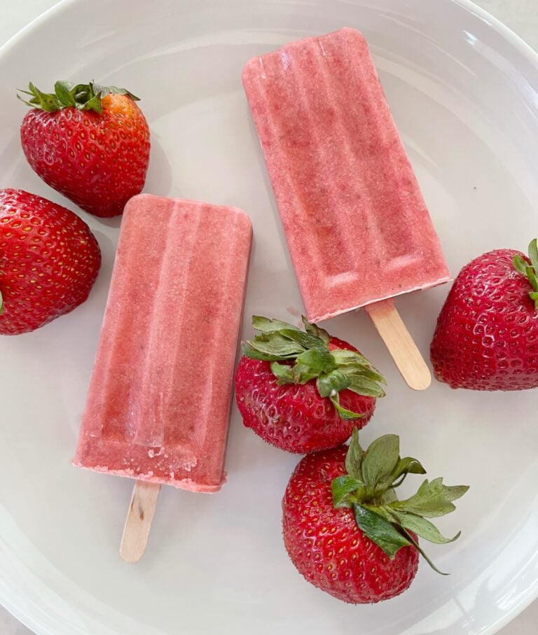 healthy strawberry popsicle