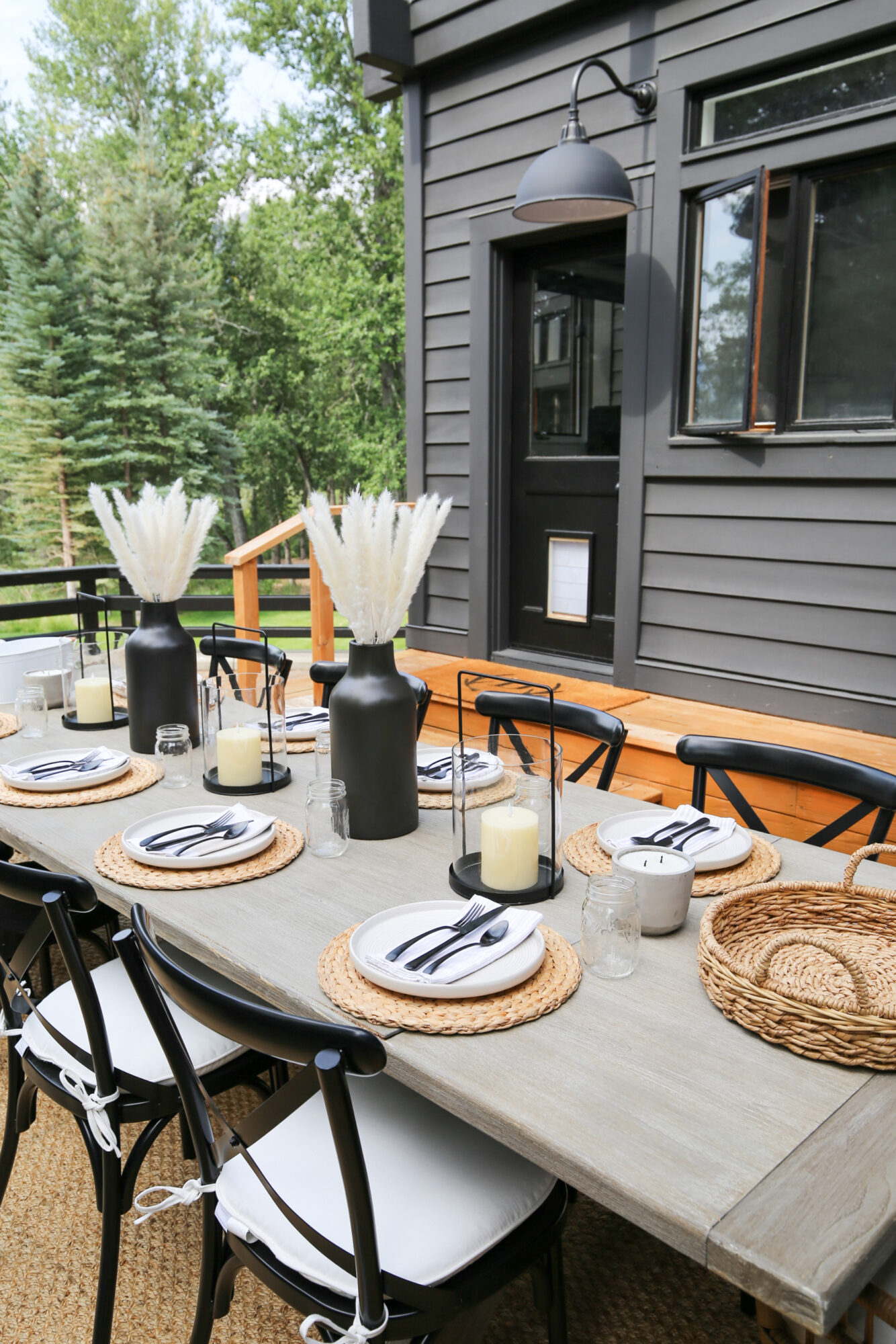 outdoor dining simple farmhouse table