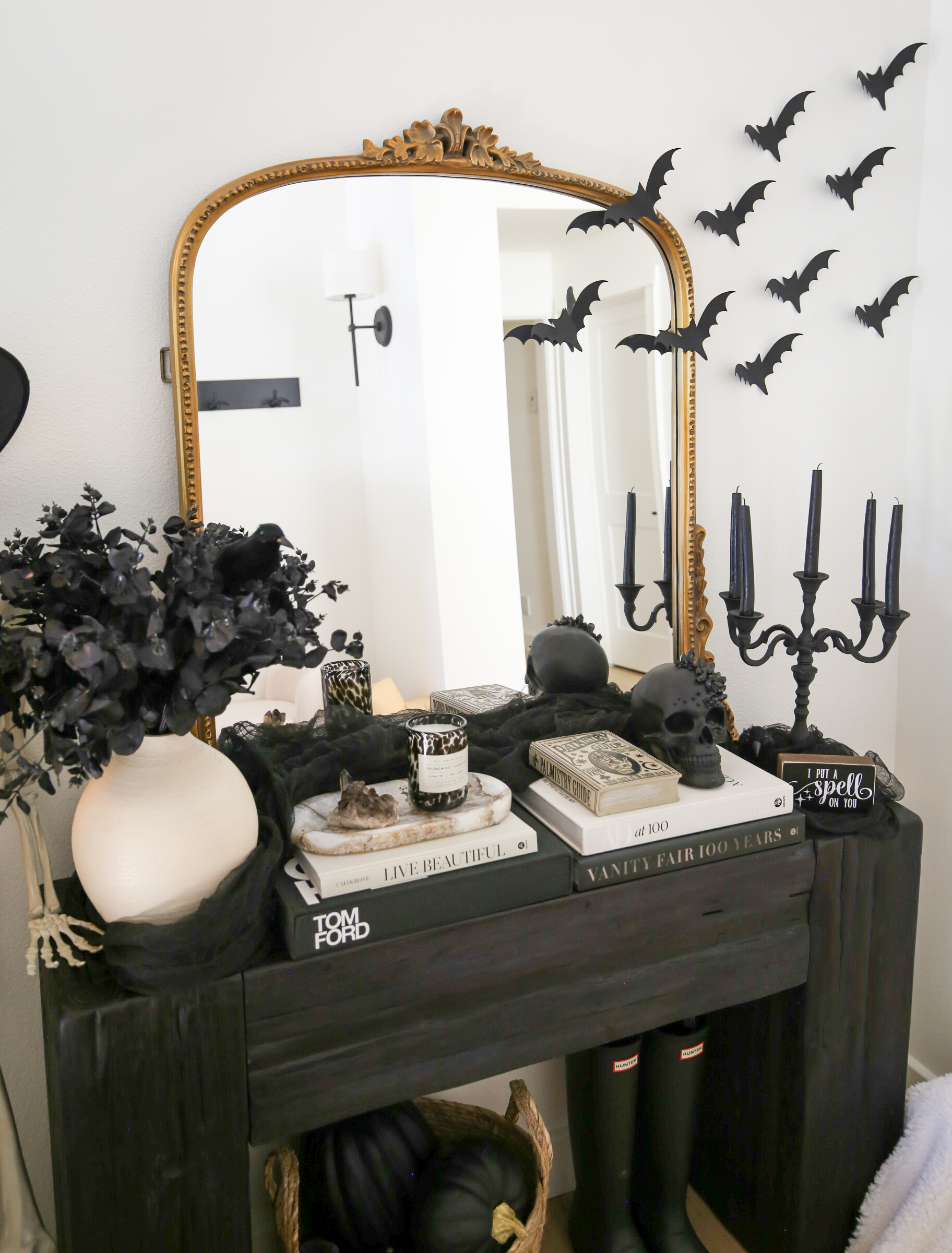 My Haunted Halloween Entryway \\ Console Table & Front Door Decor ...