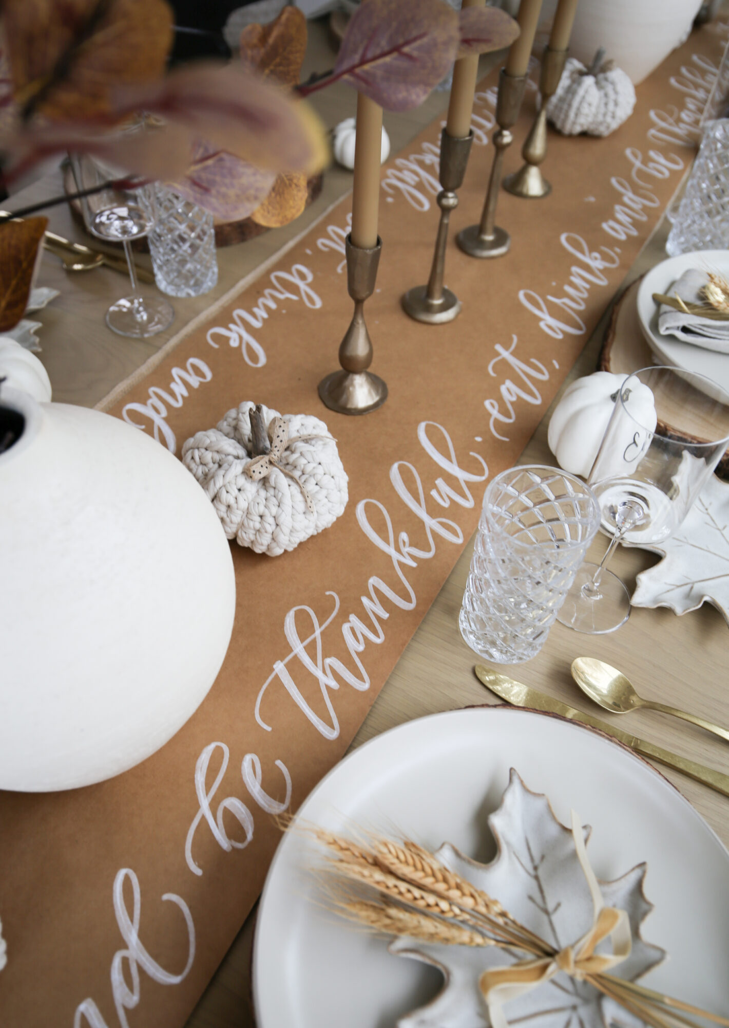 modern country neutral thanksgiving table