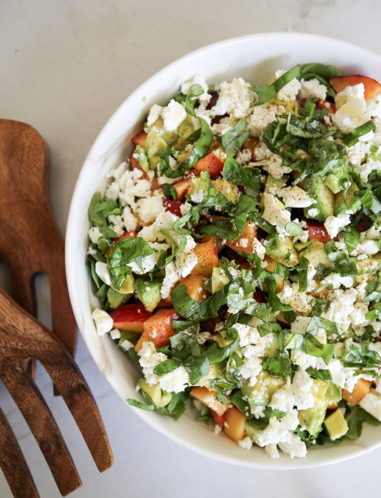 summer peach and arugula salad