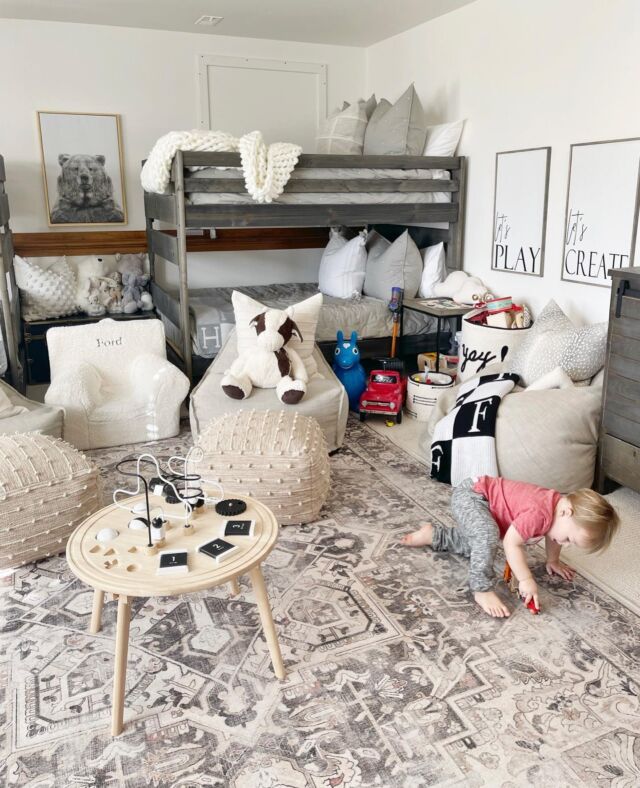 H O M E \ Starting off the week with a clean playroom… for about 5 seconds😝 Ford helped me “clean” it yesterday with his mini vacuum and a mid pickup dump sesh of literally every ball in his pit🤣 #toddlerlife 

Sharing this space and gift ideas for baby and toddler on the @shop.ltk app including this wooden activity table, Sherpa mini chair and more🎁 Click the link in my bio!!

Happy week, boos😘😘

#playroom #bunkbeds #bedroom #nursery #playroomdecor #playroominspo #playroomideas 
http://liketk.it/3tGXp