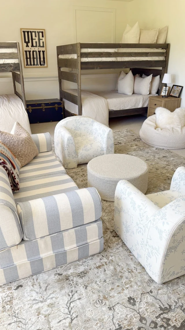 Just unboxed and styled the cutest new addition to our playroom — this non-toxic Play Chair🙌🏻 It’s GREENGUARD Gold Certified with CertiPUR-US foam, so I feel so good about my littles using it for storytime, playtime, and everything in between. The washable cover, soft structured shape, and adorable toile print fit perfectly with our neutral playroom vibe. Ford and West are already claiming it as their new favorite spot!✨ The striped modular sofa (perfect for fort building😉) and ottoman are also from the same company! Non-tox kid furniture that’s actually cute and functional? Yes please!!

Comment “HOME” and I’ll send you the chair and playroom details to your DMs👏🏻

#LowToxLiving #NonToxicHome #PlayroomGoals